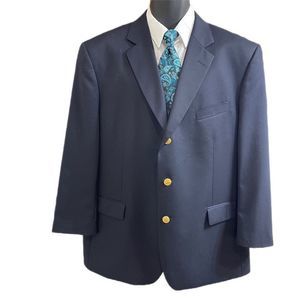 346 Brooks Brothers Navy Blue Wool Gold Button Blazer Size 46R